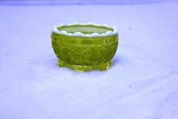 Victorian Vaseline Uranium Glass Salt Bowl