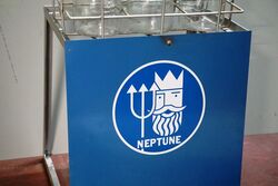 6 Bottle NEPTUNE Oil Rack Genuine Bottles Repro Tin Tops and Rack