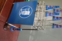 6 Bottle NEPTUNE Oil Rack Genuine Bottles Repro Tin Tops and Rack