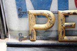 Embossed Pearl Tin Sign On Cast Bracket