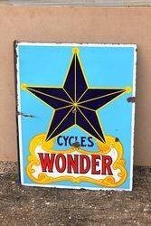 Wonder Cycles Post Mount Enamel Sign