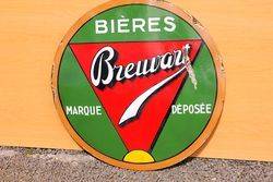 Bieres Brewart Enamel Advertising Sign