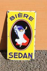 Biere Sedan Pictorial Enamel Advertising Sign.#