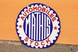Mathis Automobile Stock Double Sided Enamel Sign.#