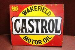 Castrol Wakefield Bowtie Enamel Post Mount Sign