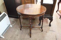 Late Victorian Inlaid Oval Sewing Table.#