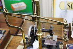 Victorian Brass Balance Scales On Mahogany Base