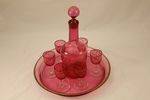 8 pce Ruby Glass Liquer Set 