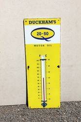 Duckhams Enamel Advertising Thermometer Sign