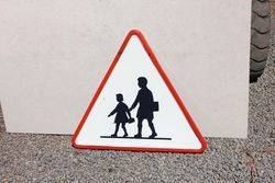 Enamel Children Triangle Crossing Sign.#