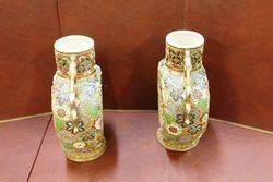 Pair Of Early 20th Century Hand Decorated Satsuma Vases