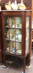 Edwardian Bow-fronted Inlaid Mahogany Display Cabinet c 1910.#