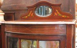 Edwardian Bowfronted Inlaid Mahogany Display Cabinet c 1910