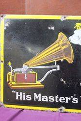 His Masters Voice Enamel Advertising Sign