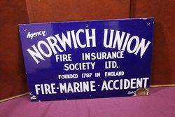 Norwich Union Insurance Agency Enamel Advertising Sign