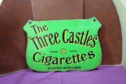 Three Castles Cigarettes Double Sided Enamel Advertising Sign