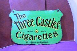 Three Castles Cigarettes Double Sided Enamel Advertising Sign