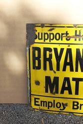 Bryant And May Matches Enamel Advertising Sign 