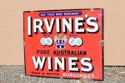 Irvines Australian Wines Enamel Advertising Sign