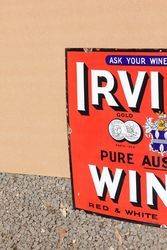 Irvines Australian Wines Enamel Advertising Sign