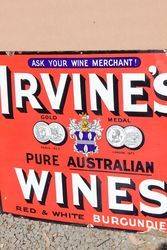 Irvines Australian Wines Enamel Advertising Sign