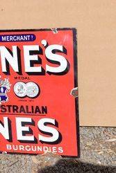 Irvines Australian Wines Enamel Advertising Sign