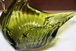A Classic Art Glass Smoky Green Glass Swan Sweets Bowl 