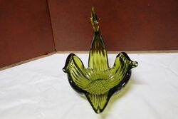 A Classic Art Glass Smoky Green Glass Swan Sweets Bowl 