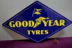A Goodyear Tyres Lozenge Shaped Double Sided Enamel Sign