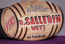 A Lovely Double Sided R Sallerin Wine Enamel Sign
