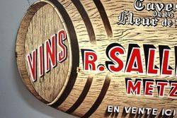 A Lovely Double Sided R Sallerin Wine Enamel Sign