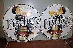 A Pair of Vintage Fischer Pictorial Pub Signs.. #