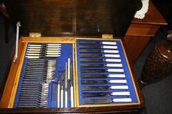 A Quality Canteen of Cutlery of 116 Pieces Housed in a Oak Chest