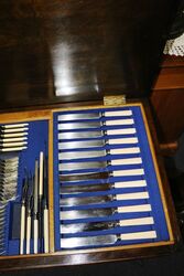 A Quality Canteen of Cutlery of 116 Pieces Housed in a Oak Chest