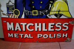 A Rare Matchless Metal Polish Pictorial Enamel Sign 