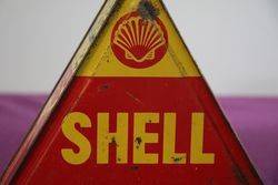 A Rare Shell Motor Oil Tri Shape  Tin With Stickman