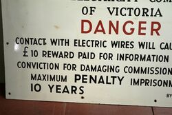 A Very Clean Vintage S E C of Victoria DANGER Enamel Sign