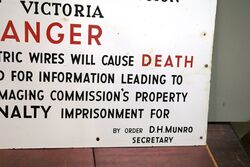 A Very Clean Vintage S E C of Victoria DANGER Enamel Sign