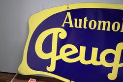 A Vintage French Peugeot Automobiles Double Sided Enamel Sign 