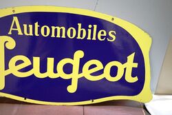 A Vintage French Peugeot Automobiles Double Sided Enamel Sign 