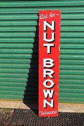 A Vintage Nut Brown Tobacco Vertical Strip Enamel Sign. #