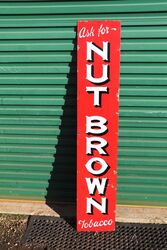 A Vintage Nut Brown Tobacco Vertical Strip Enamel Sign 