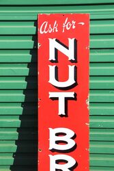 A Vintage Nut Brown Tobacco Vertical Strip Enamel Sign 