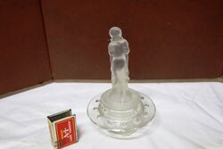 A wonderful art deco frosted glass lady figurine + flower frog