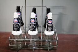 All Original Esso Superlube GTD Oil Bottles in 6 Bottle Basket