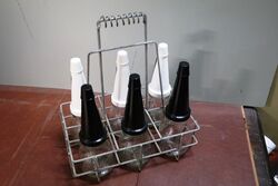 All Original Esso Superlube GTD Oil Bottles in 6 Bottle Basket