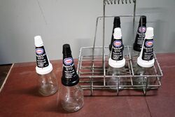 All Original Esso Superlube GTD Oil Bottles in 6 Bottle Basket