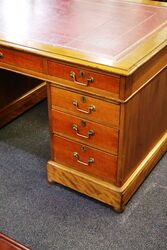 Antique 9 Drawer Partners Desk with Tooled Leather Insert 