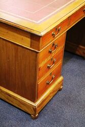 Antique 9 Drawer Partners Desk with Tooled Leather Insert 