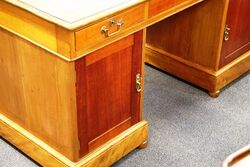 Antique 9 Drawer Partners Desk with Tooled Leather Insert 